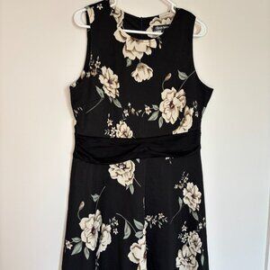 OXIULY Fashion NEW Dress Womens XL Black Sleeveless Floral Zip Scoop